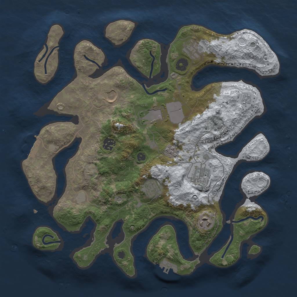 Rust Map: Procedural Map, Size: 3550, Seed: 422531, 17 Monuments