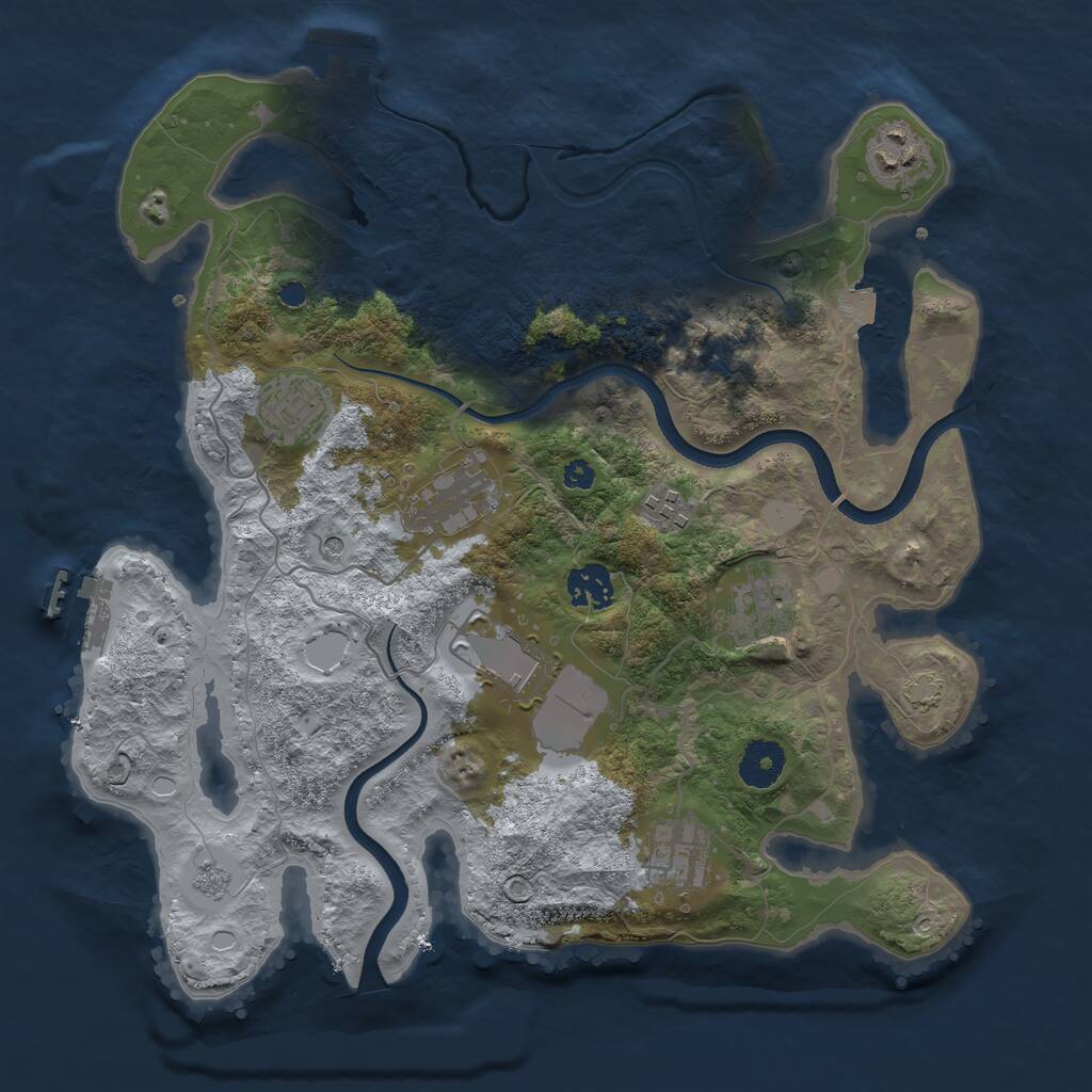 Rust Map: Procedural Map, Size: 3500, Seed: 533843, 14 Monuments