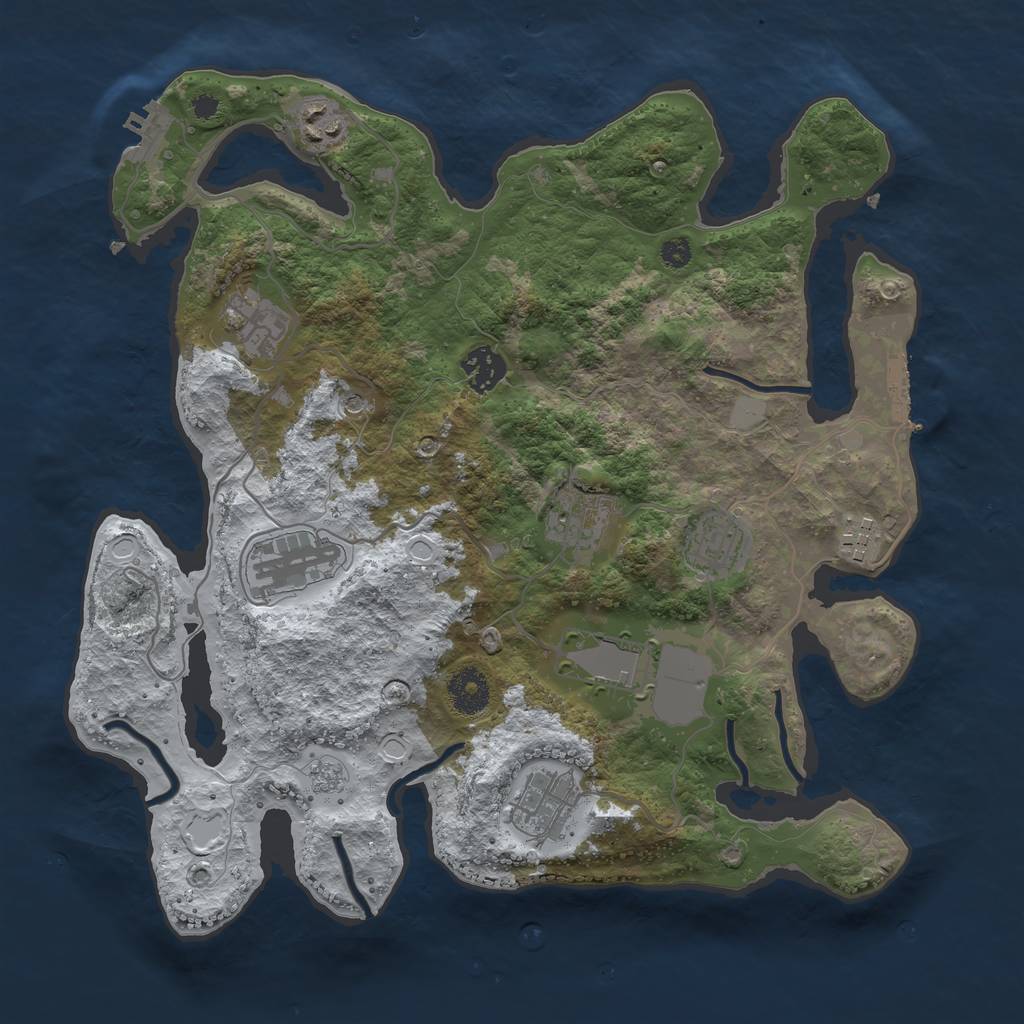 Rust Map: Procedural Map, Size: 3500, Seed: 533843, 18 Monuments