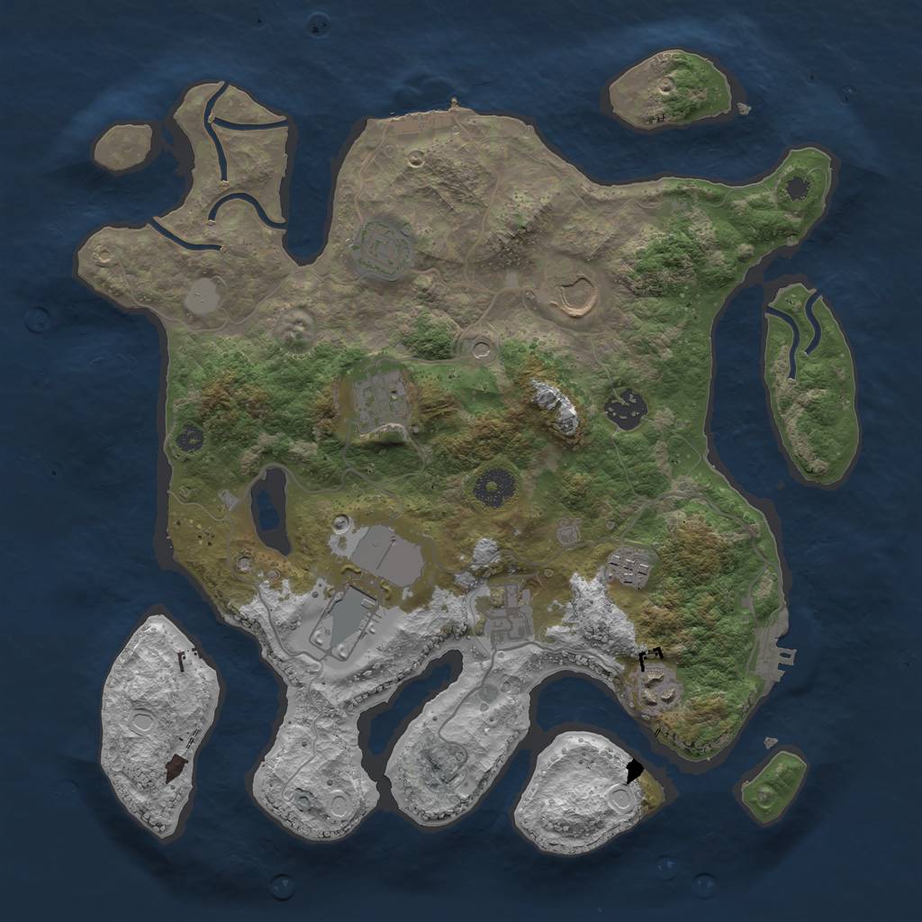 Rust Map: Procedural Map, Size: 3500, Seed: 493, 16 Monuments
