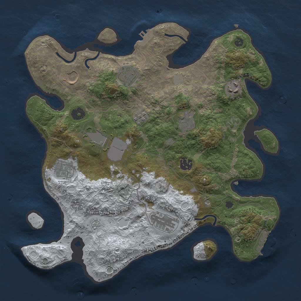 Rust Map: Procedural Map, Size: 3500, Seed: 321342, 18 Monuments