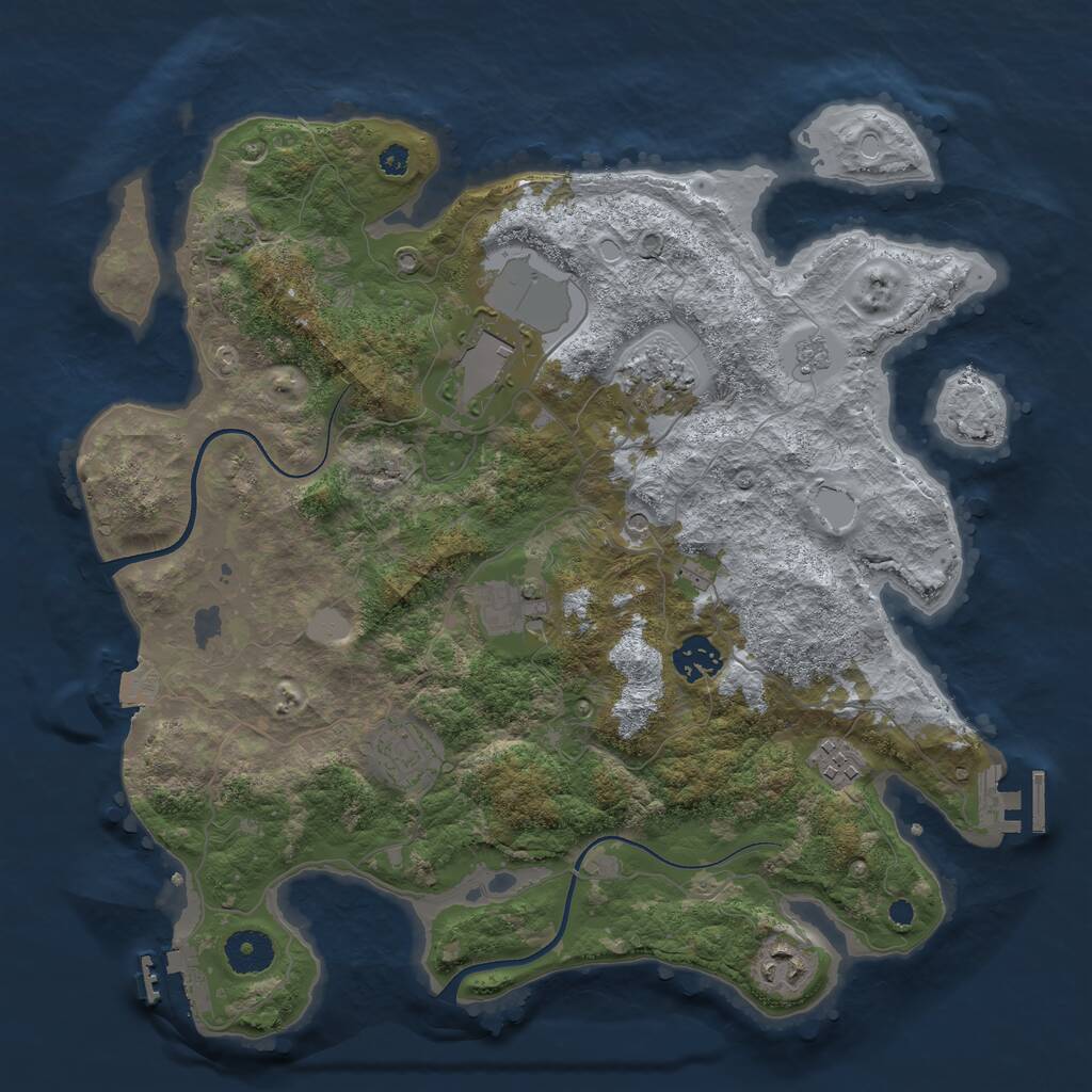 Rust Map: Procedural Map, Size: 3550, Seed: 72187, 13 Monuments