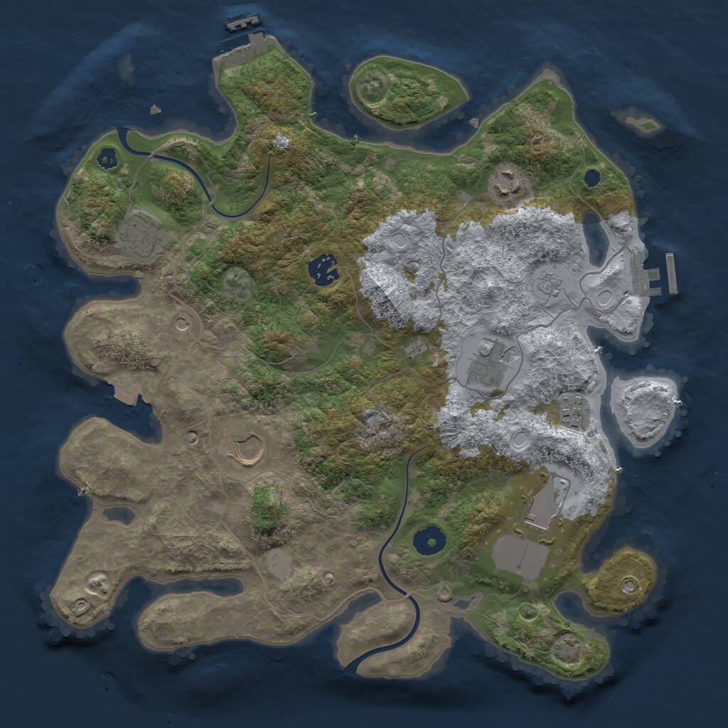 Rust Map: Procedural Map, Size: 3550, Seed: 502782, 13 Monuments