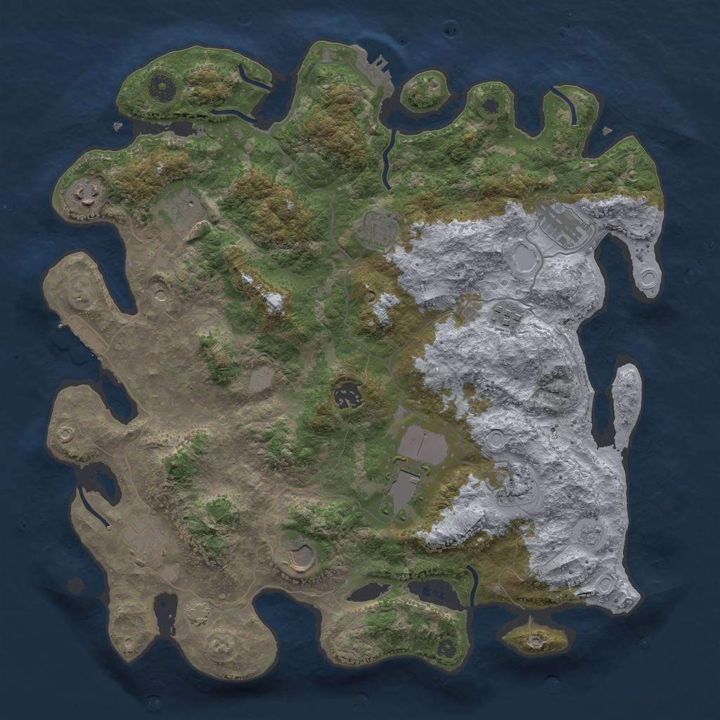 Rust Map: Procedural Map, Size: 3950, Seed: 583779350, 18 Monuments