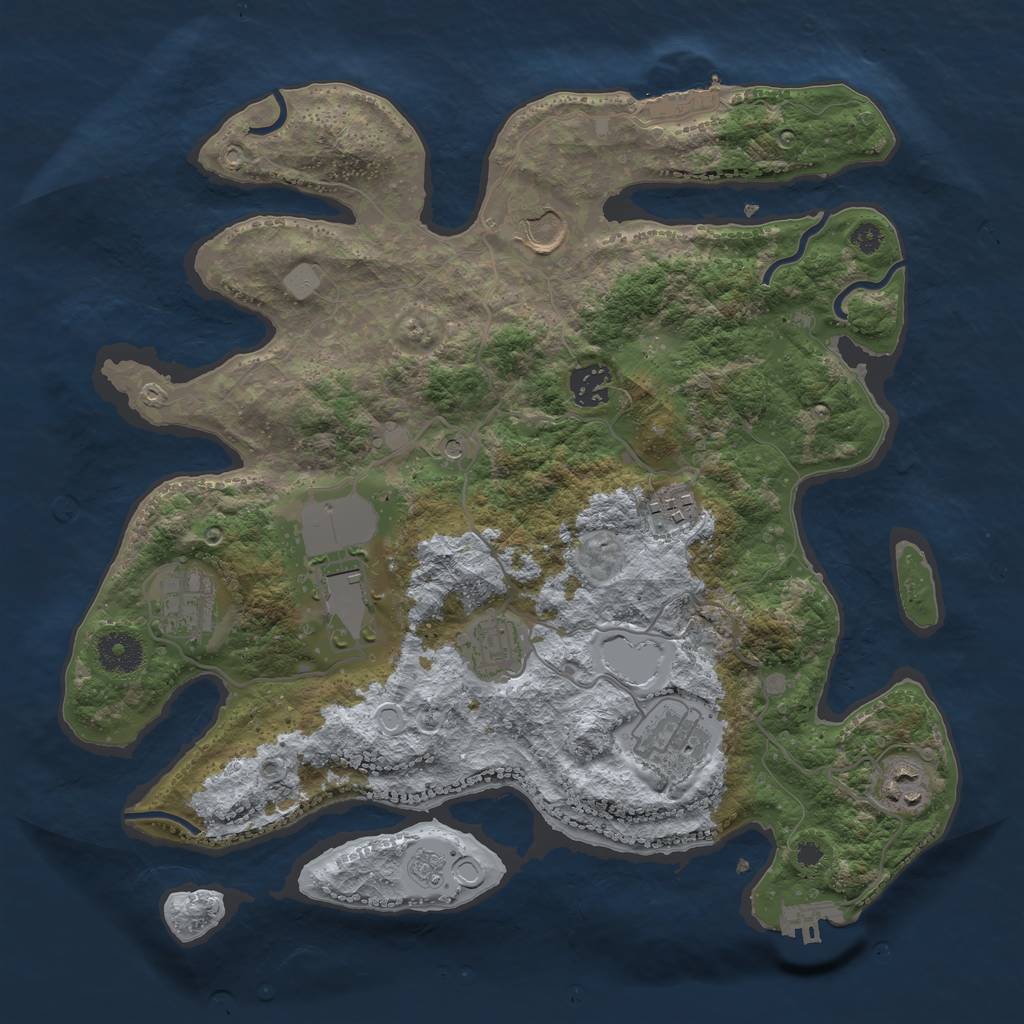 Rust Map: Procedural Map, Size: 3550, Seed: 690203, 17 Monuments