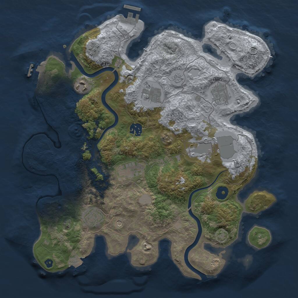 Rust Map: Procedural Map, Size: 3500, Seed: 2553422, 14 Monuments
