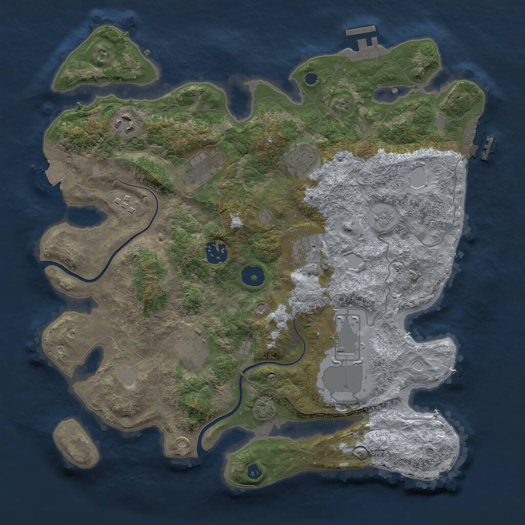 Rust Map: Procedural Map, Size: 3550, Seed: 216120, 14 Monuments
