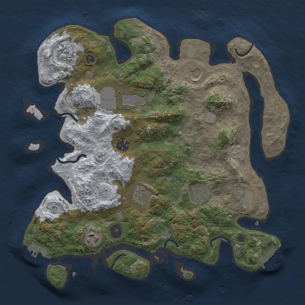 Rust Map: Procedural Map, Size: 3500, Seed: 597537444, 18 Monuments