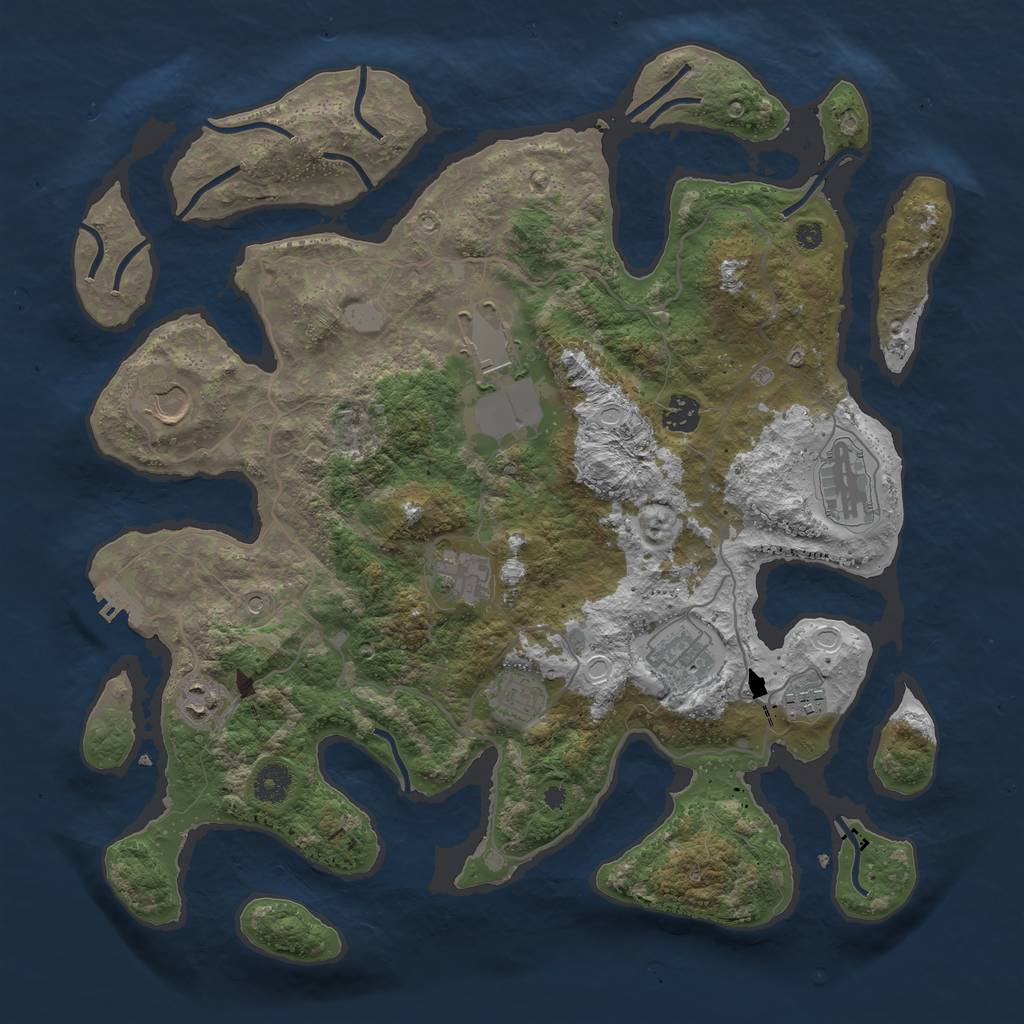 Rust Map: Procedural Map, Size: 4000, Seed: 229304924, 16 Monuments