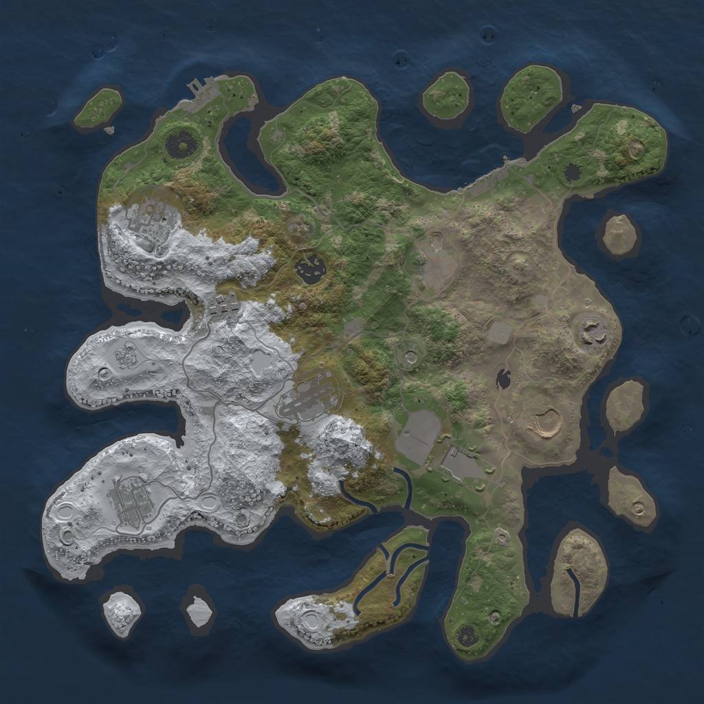 Rust Map: Procedural Map, Size: 3600, Seed: 32, 18 Monuments