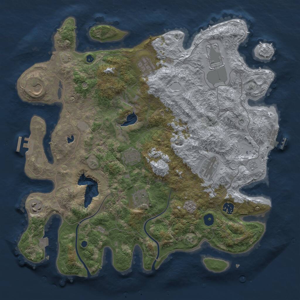 Rust Map: Procedural Map, Size: 4000, Seed: 20445, 15 Monuments