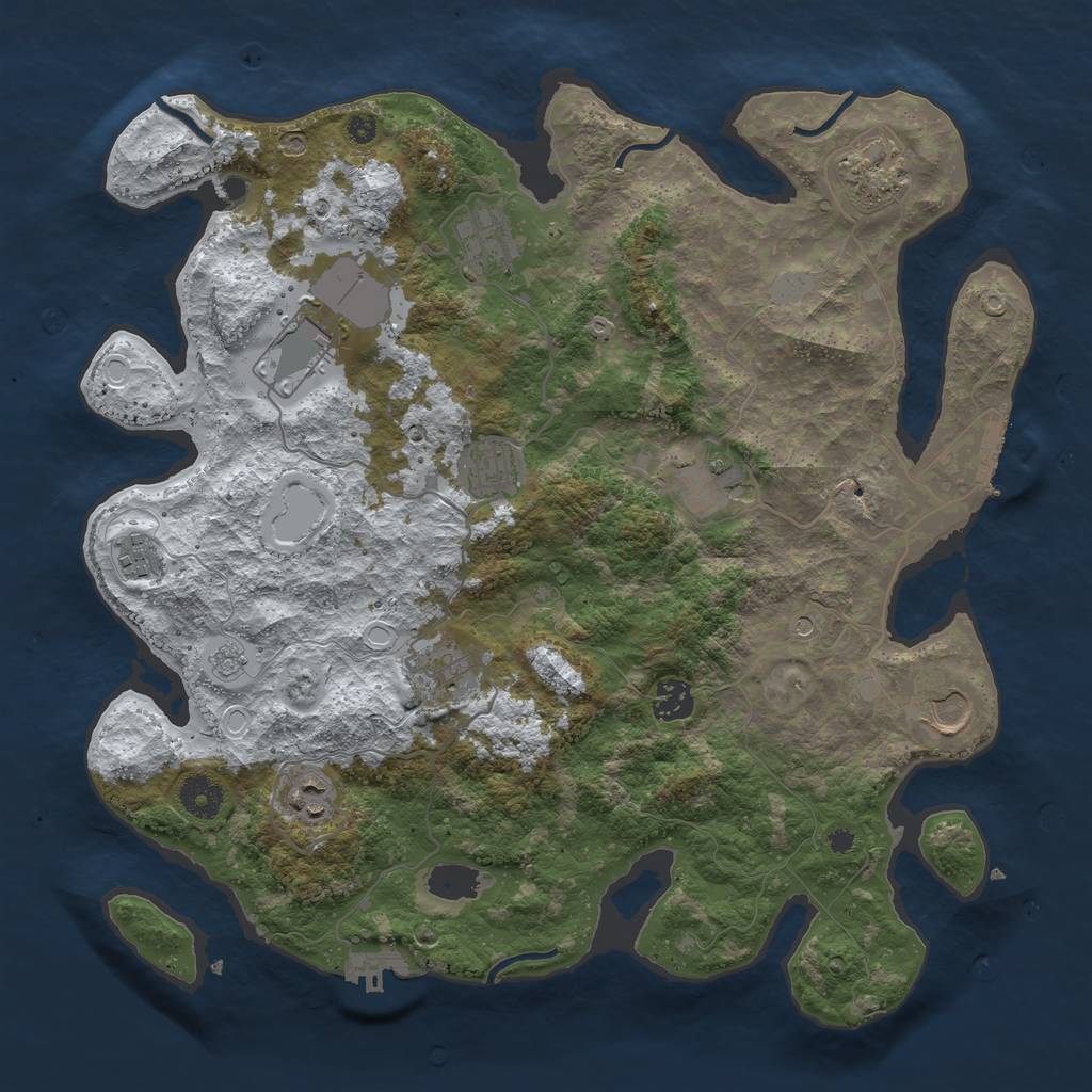 Rust Map: Procedural Map, Size: 3800, Seed: 384021656, 19 Monuments