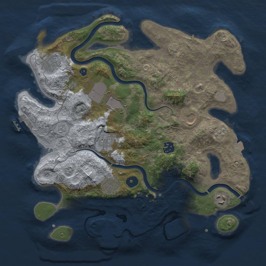 Rust Map: Procedural Map, Size: 3500, Seed: 3245235, 14 Monuments