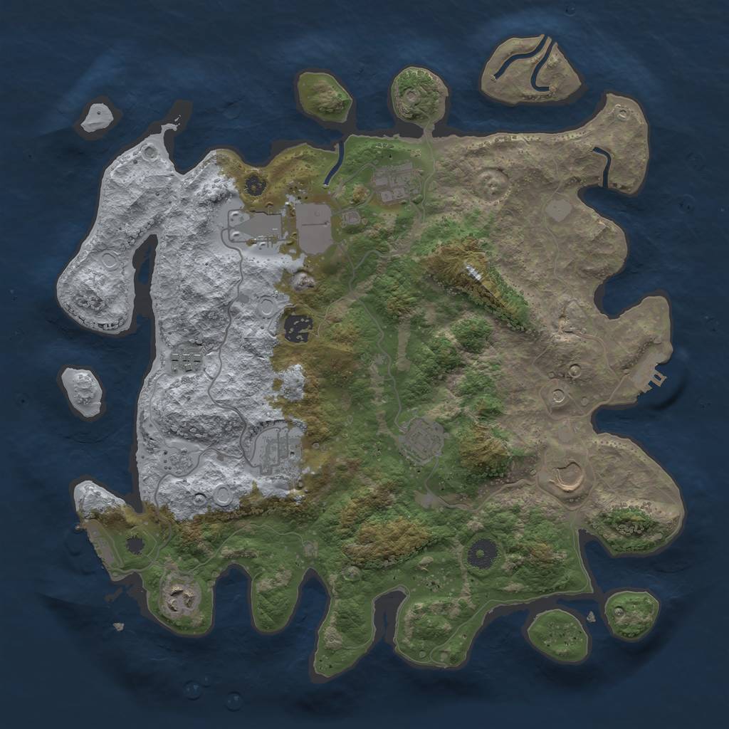 Rust Map: Procedural Map, Size: 3700, Seed: 13845, 17 Monuments