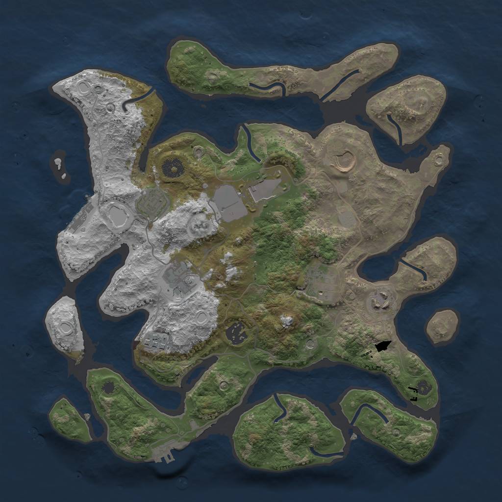 Rust Map: Procedural Map, Size: 3550, Seed: 909612, 16 Monuments