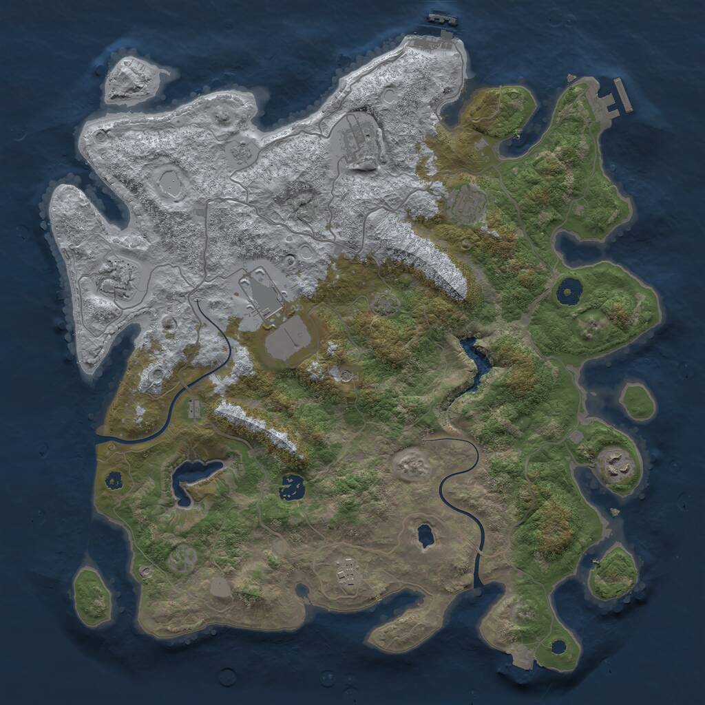 Rust Map: Procedural Map, Size: 4000, Seed: 176672, 13 Monuments