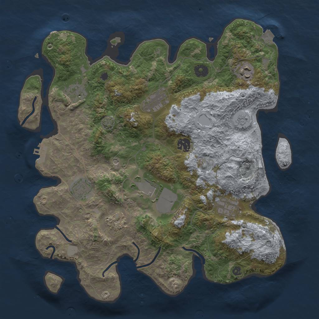 Rust Map: Procedural Map, Size: 3500, Seed: 21123053, 15 Monuments