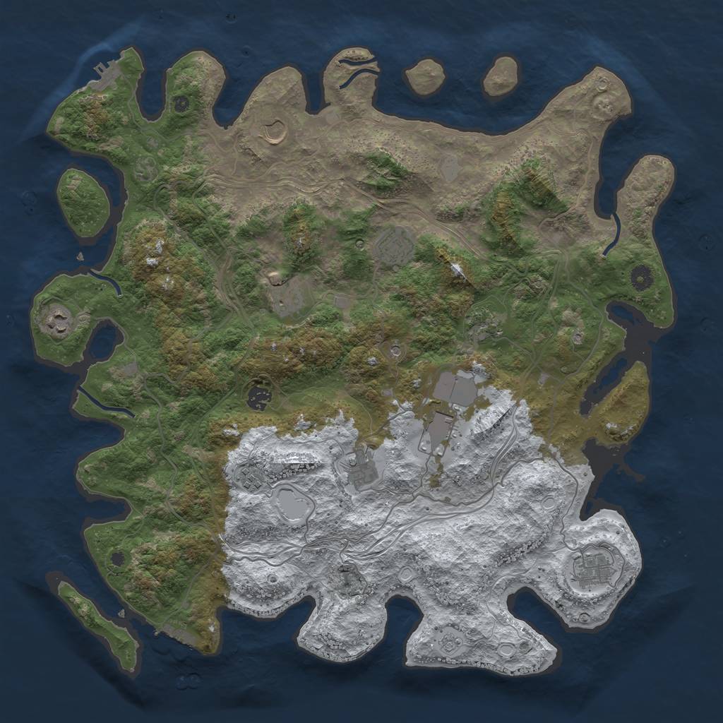 Rust Map: Procedural Map, Size: 4500, Seed: 86992223, 19 Monuments