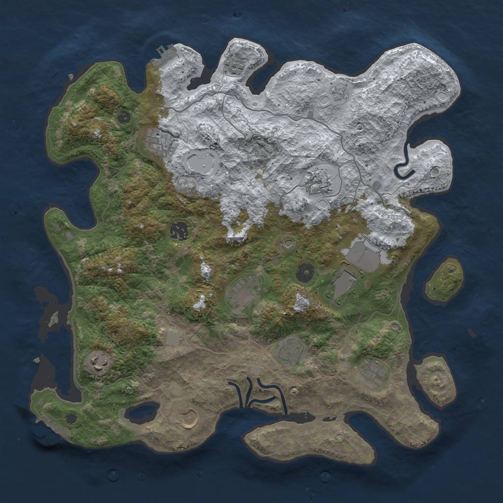 Rust Map: Procedural Map, Size: 4000, Seed: 715332, 19 Monuments