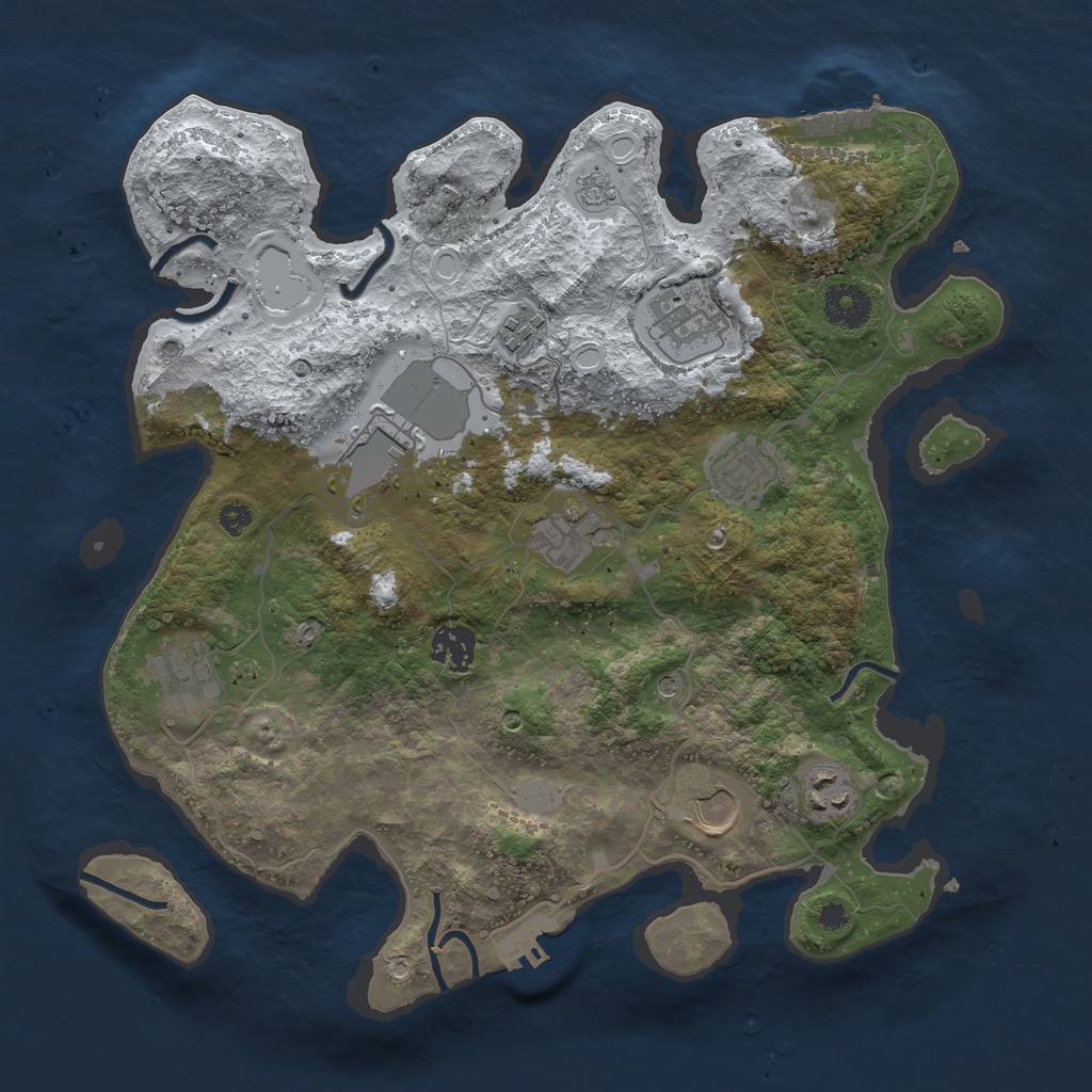 Rust Map: Procedural Map, Size: 3500, Seed: 18729, 18 Monuments