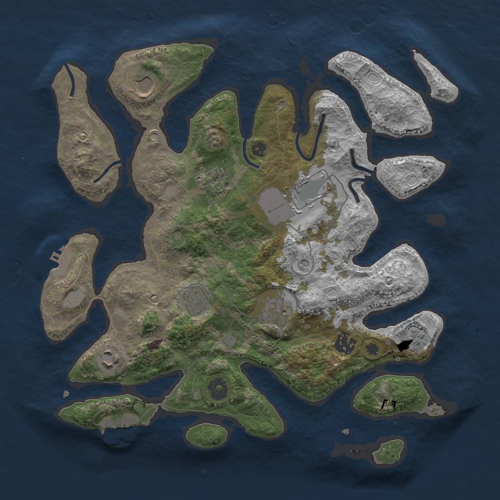 Rust Map: Procedural Map, Size: 3550, Seed: 776193, 16 Monuments