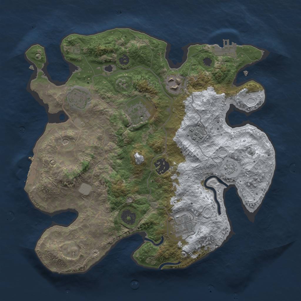 Rust Map: Procedural Map, Size: 3000, Seed: 258748, 15 Monuments