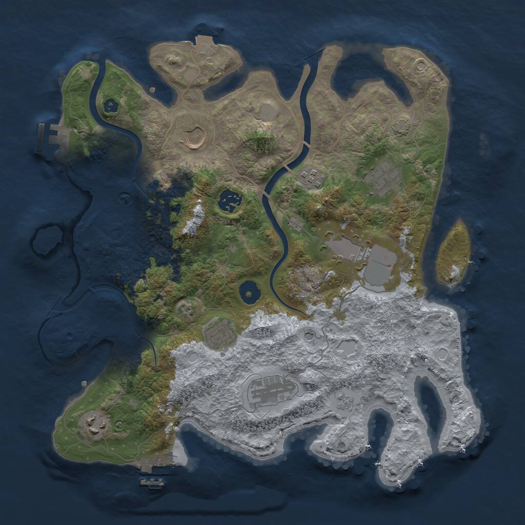 Rust Map: Procedural Map, Size: 3550, Seed: 822746, 14 Monuments