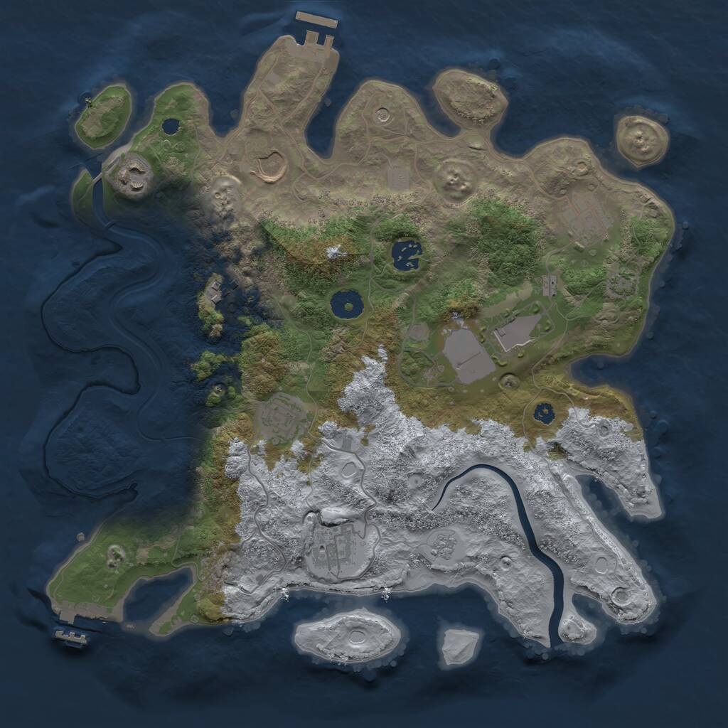Rust Map: Procedural Map, Size: 3500, Seed: 758944538, 14 Monuments