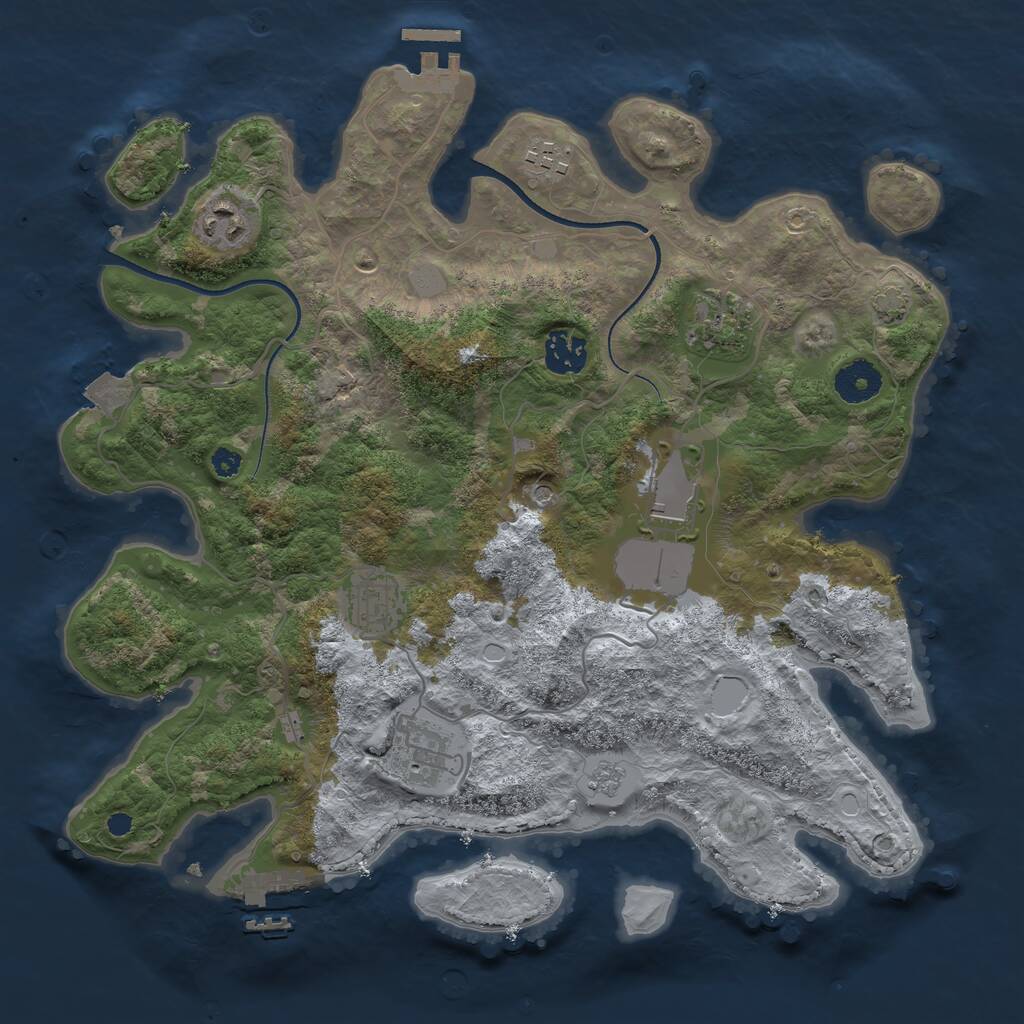 Rust Map: Procedural Map, Size: 3500, Seed: 758944538, 13 Monuments