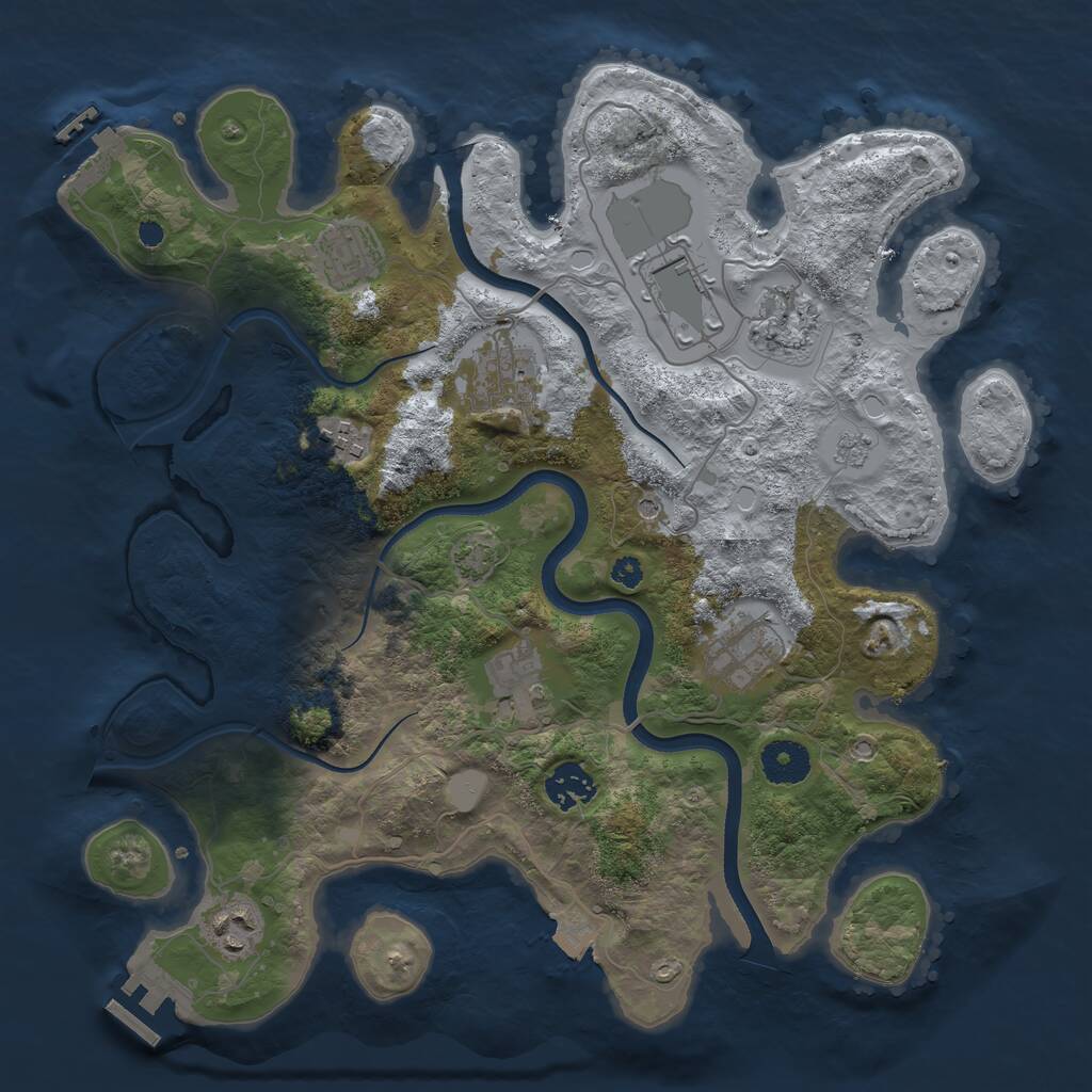 Rust Map: Procedural Map, Size: 3500, Seed: 13680581, 15 Monuments