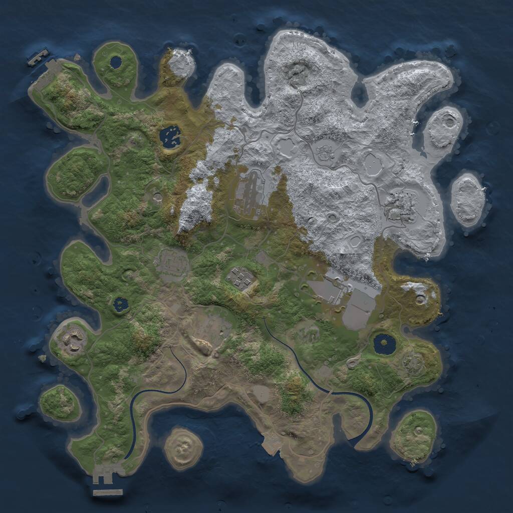 Rust Map: Procedural Map, Size: 3500, Seed: 13680581, 14 Monuments