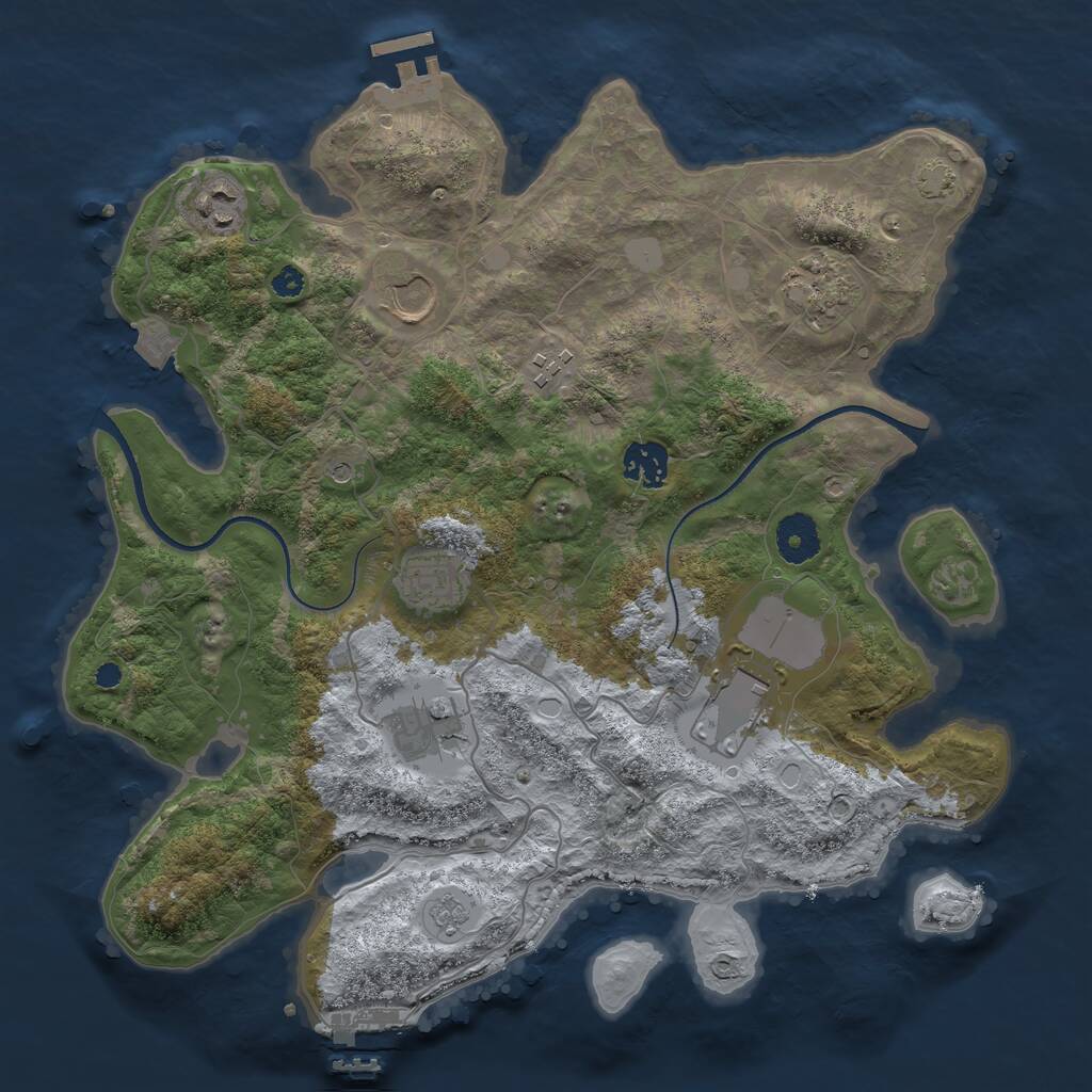 Rust Map: Procedural Map, Size: 3500, Seed: 13744555, 14 Monuments