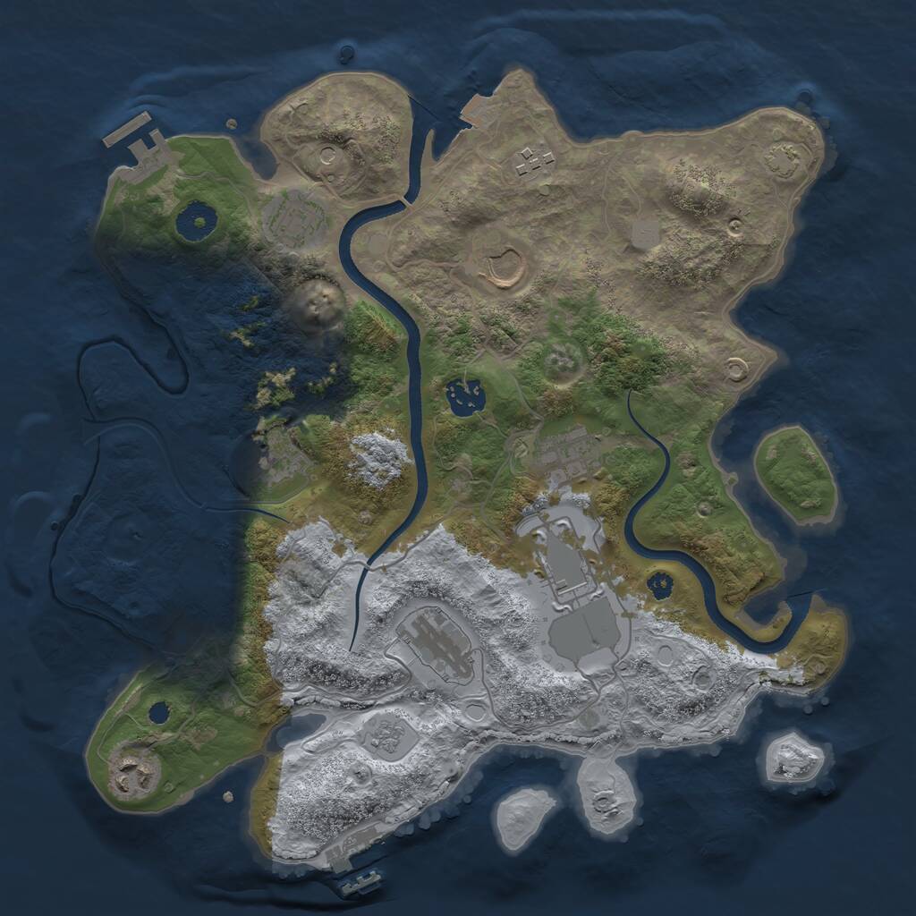 Rust Map: Procedural Map, Size: 3500, Seed: 13744555, 15 Monuments