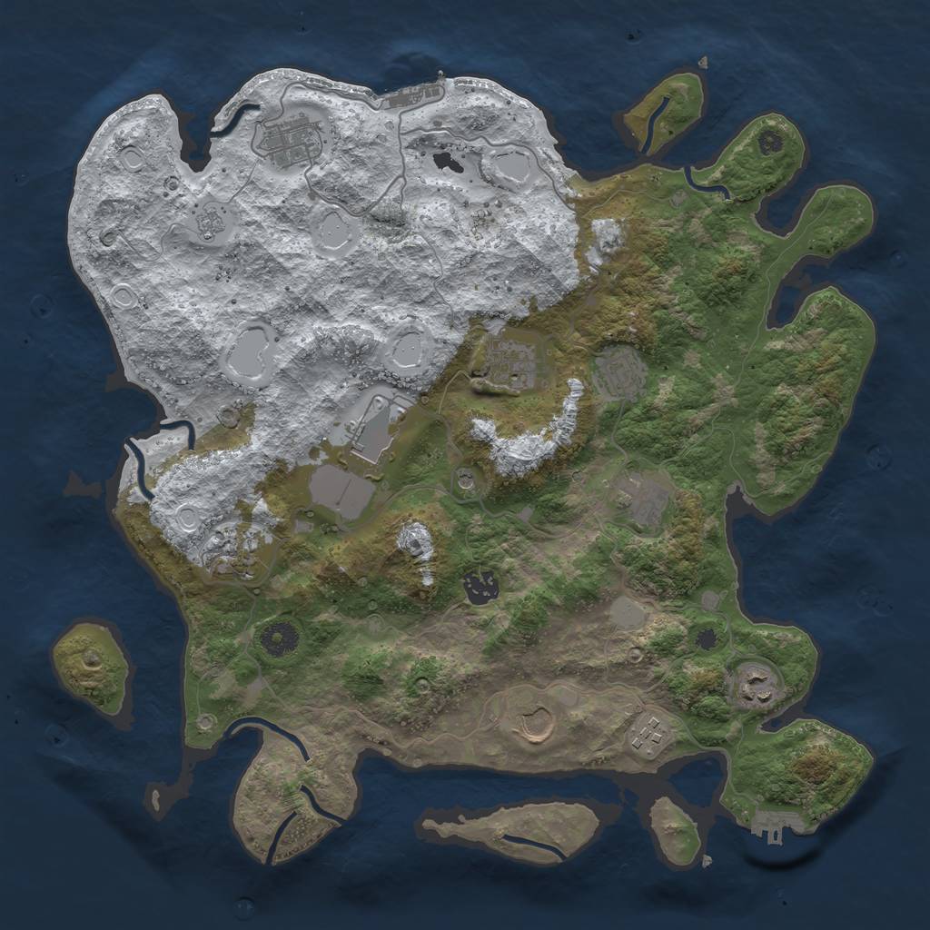 Rust Map: Procedural Map, Size: 3900, Seed: 654814, 19 Monuments