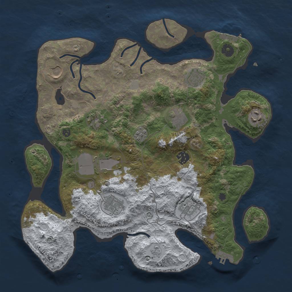 Rust Map: Procedural Map, Size: 3500, Seed: 199674389, 19 Monuments