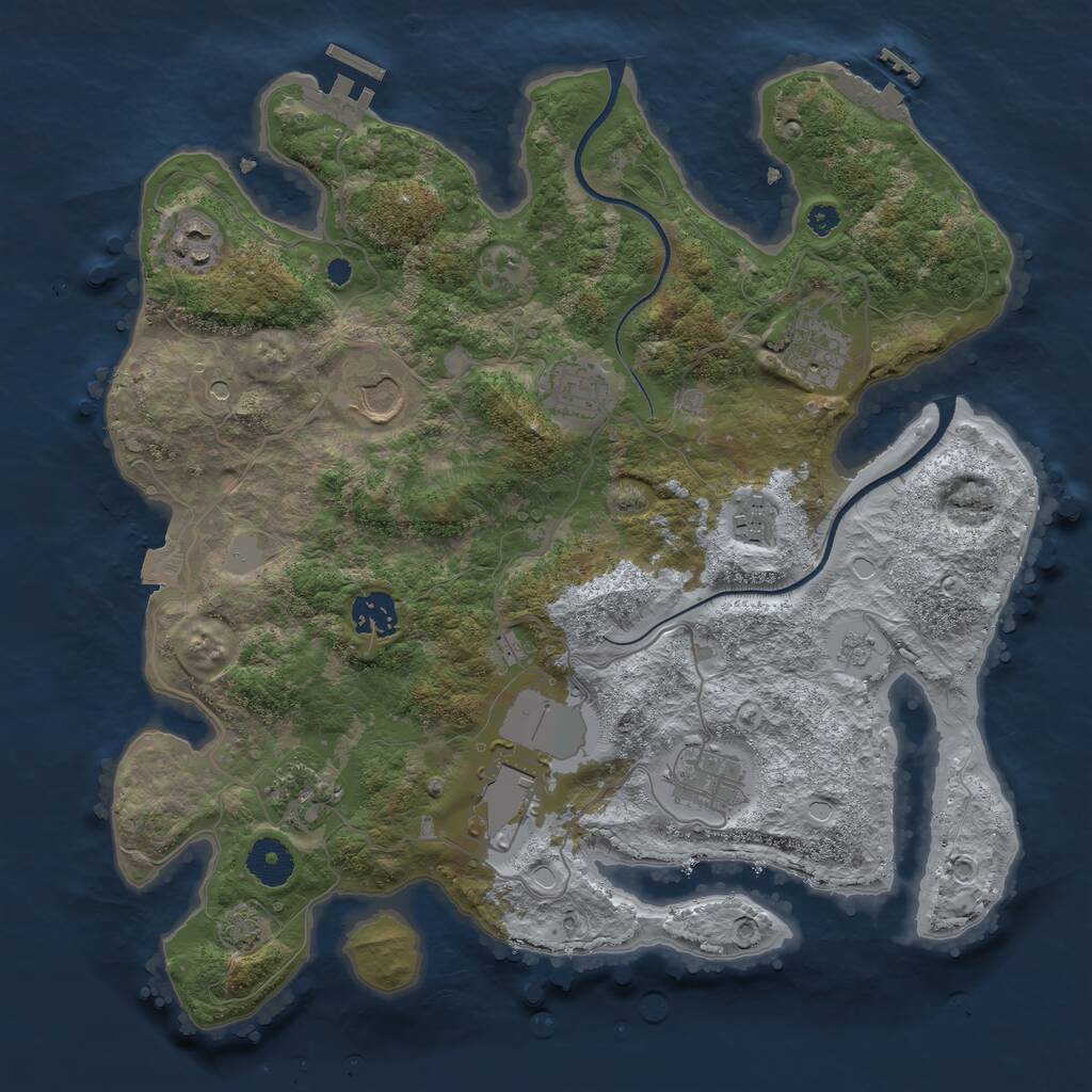 Rust Map: Procedural Map, Size: 3550, Seed: 652930, 15 Monuments