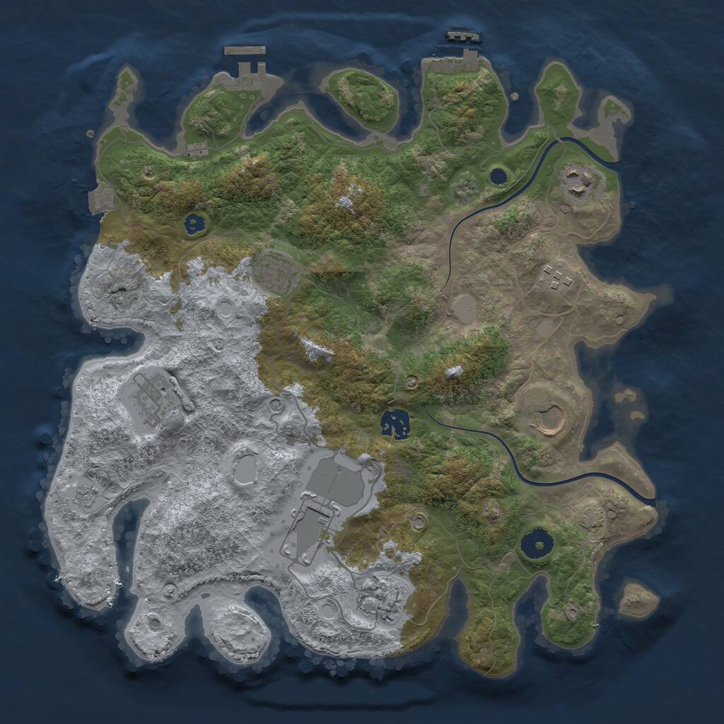 Rust Map: Procedural Map, Size: 3550, Seed: 60123, 14 Monuments
