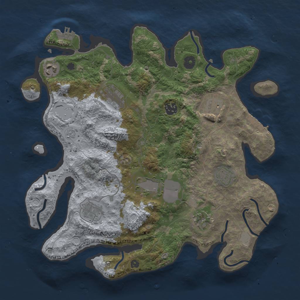 Rust Map: Procedural Map, Size: 3550, Seed: 717455, 17 Monuments