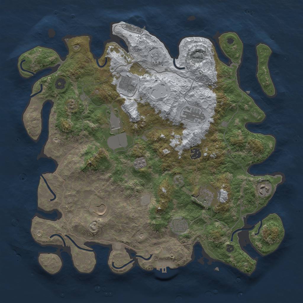 Rust Map: Procedural Map, Size: 4000, Seed: 884963, 18 Monuments