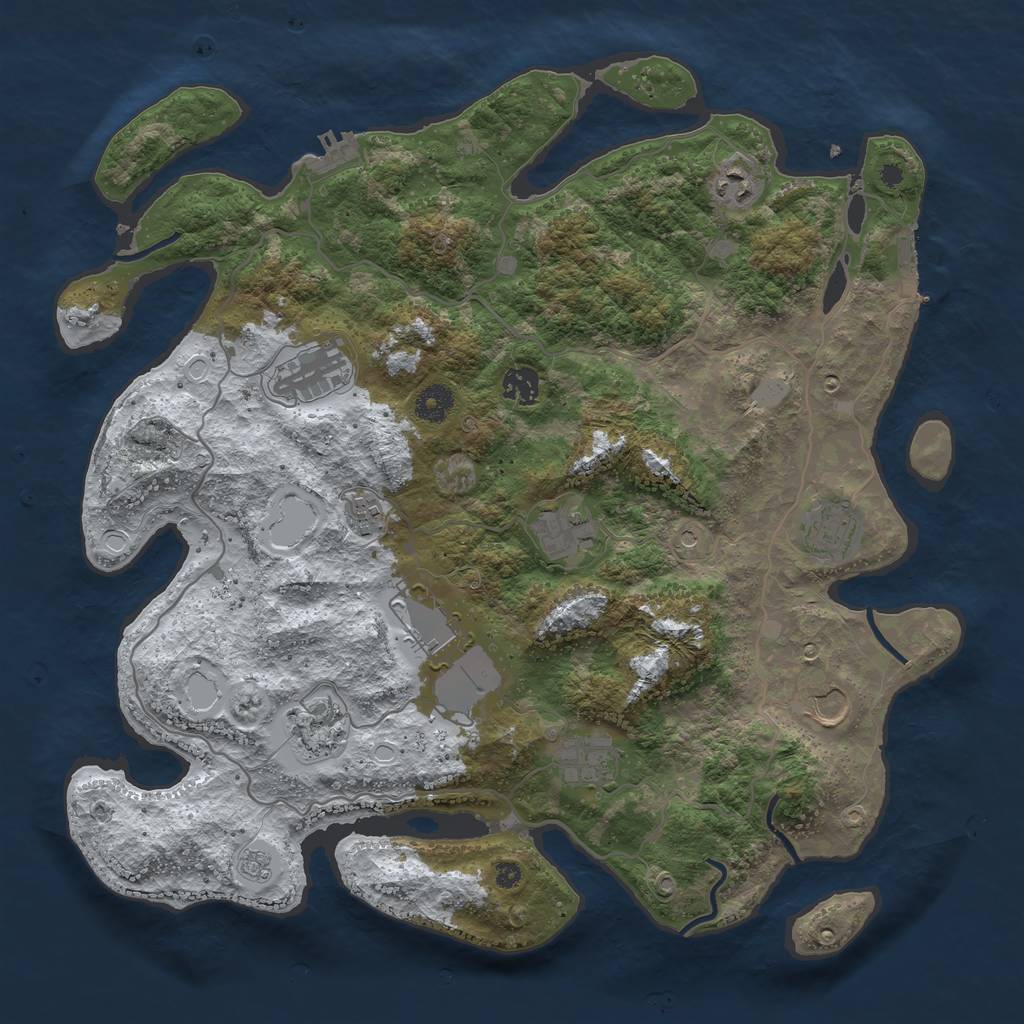 Rust Map: Procedural Map, Size: 4000, Seed: 992697829, 19 Monuments