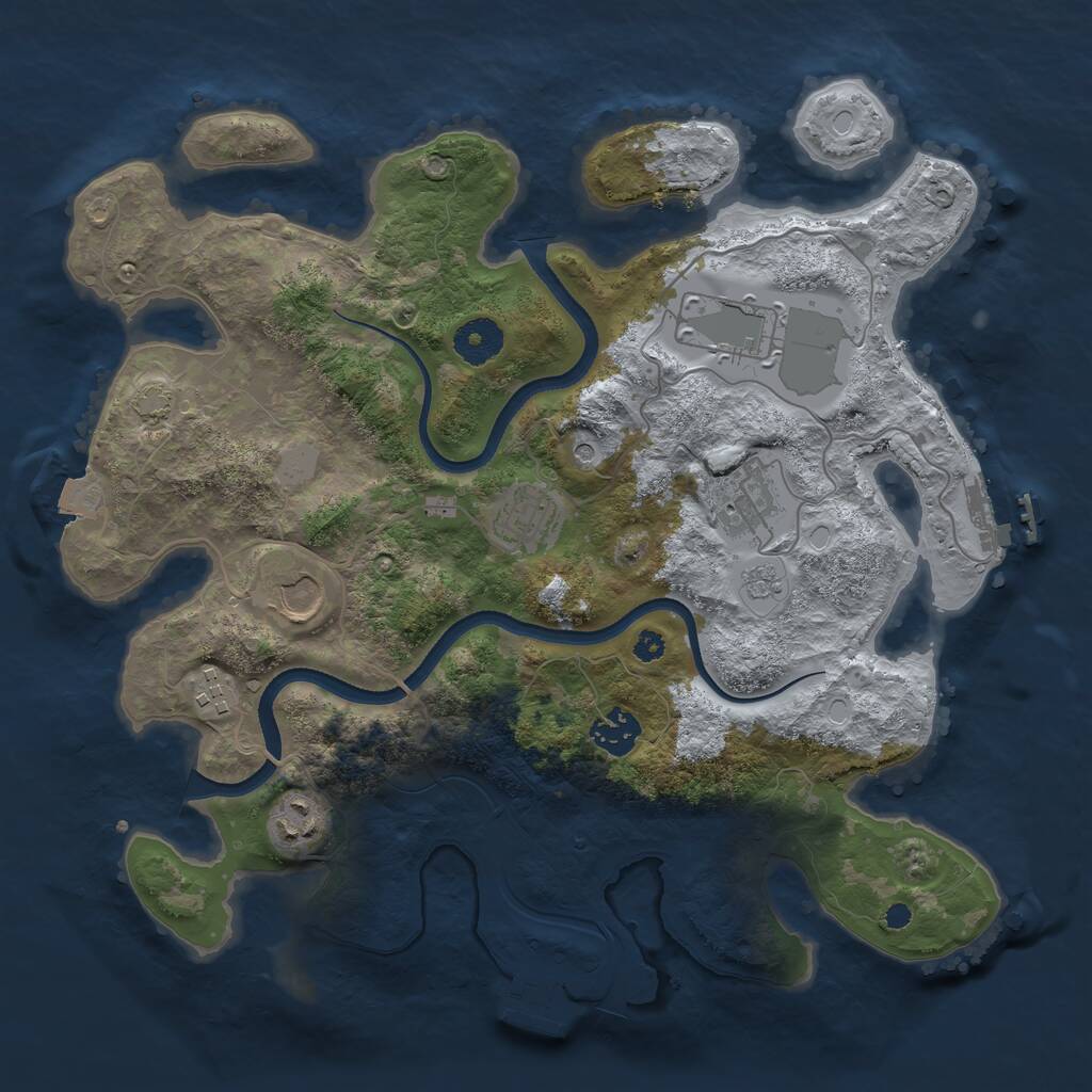Rust Map: Procedural Map, Size: 3500, Seed: 259399747, 13 Monuments