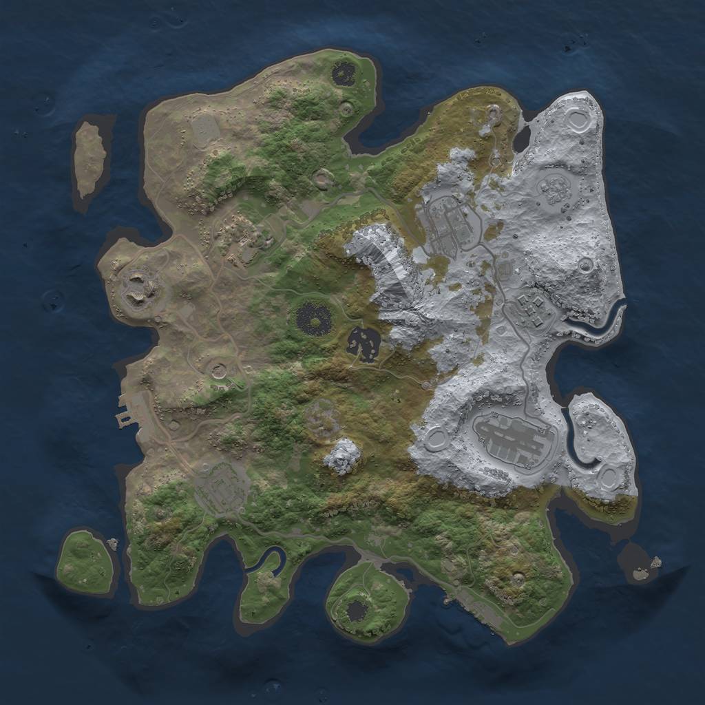 Rust Map: Procedural Map, Size: 3000, Seed: 386711571, 14 Monuments