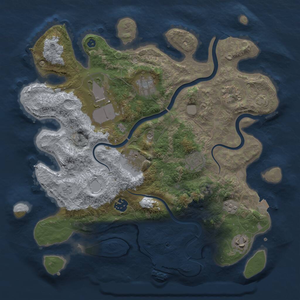 Rust Map: Procedural Map, Size: 3500, Seed: 398276597, 13 Monuments