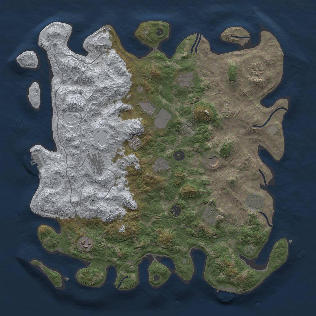 Rust Map: Procedural Map, Size: 4400, Seed: 2048, 20 Monuments