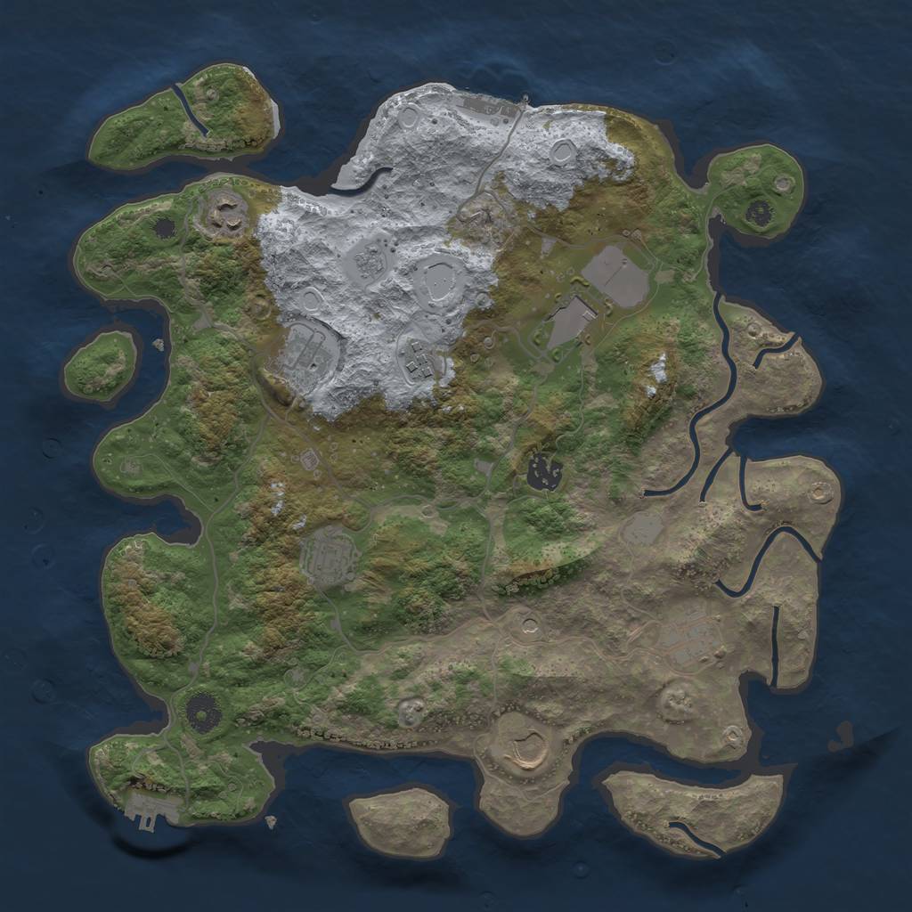 Rust Map: Procedural Map, Size: 3700, Seed: 10000001, 15 Monuments