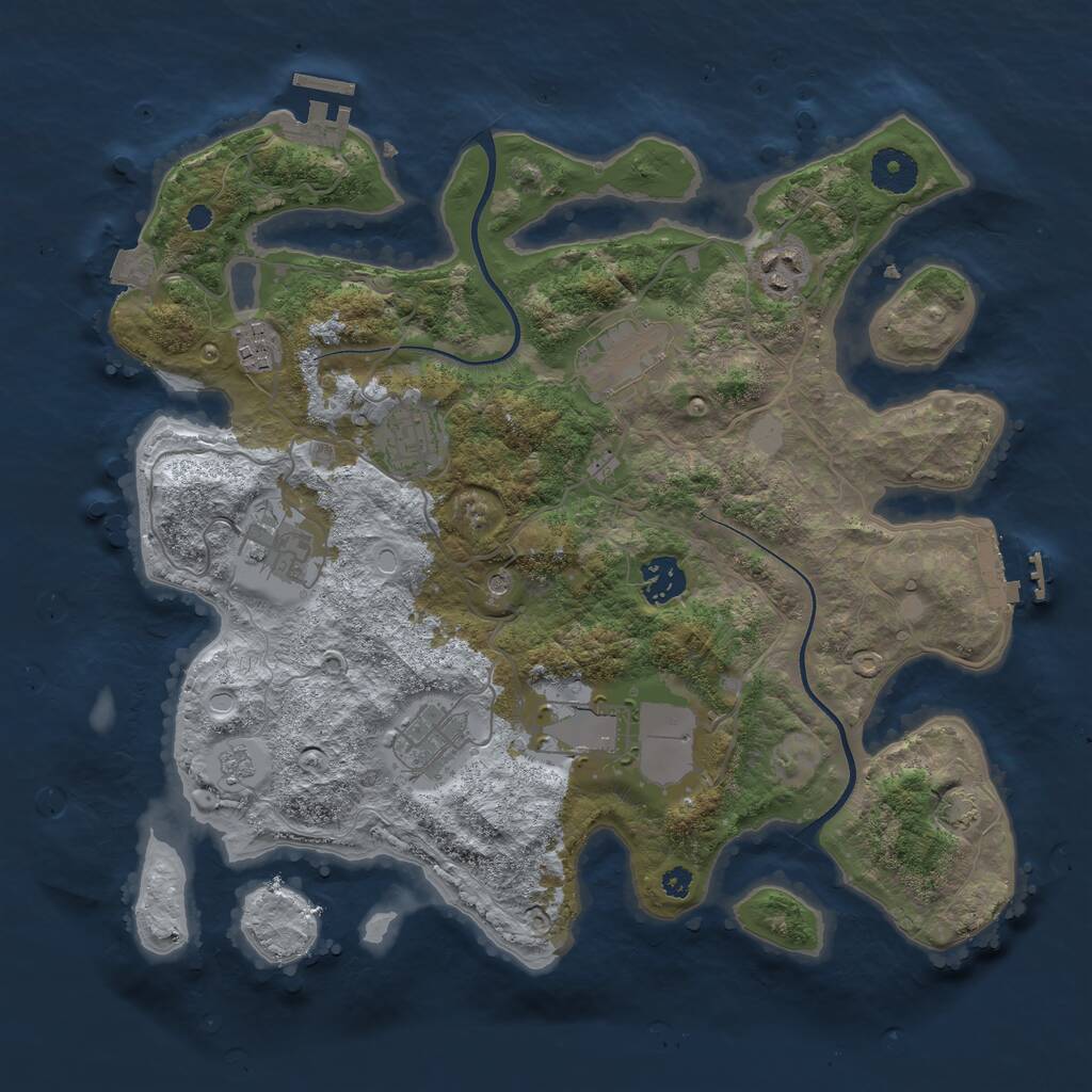 Rust Map: Procedural Map, Size: 3550, Seed: 82195, 14 Monuments