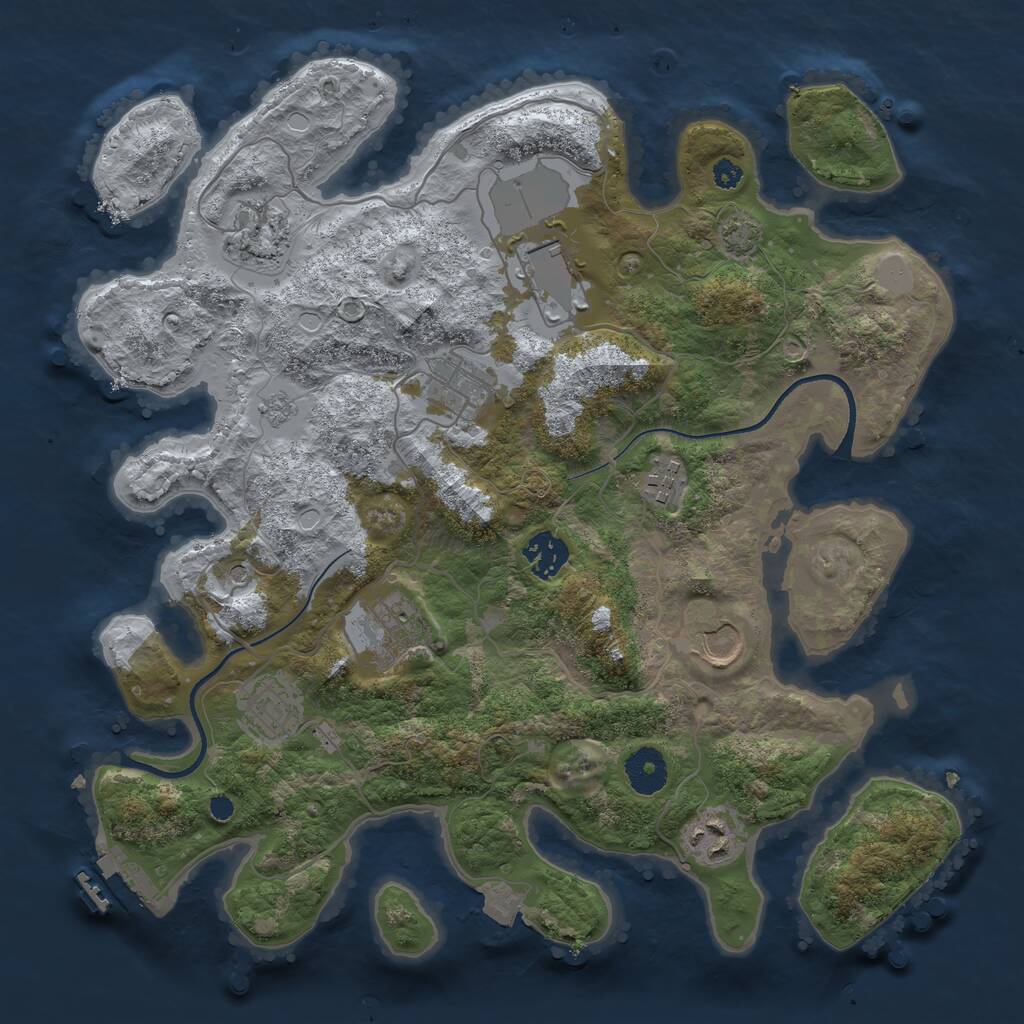 Rust Map: Procedural Map, Size: 3500, Seed: 183, 14 Monuments