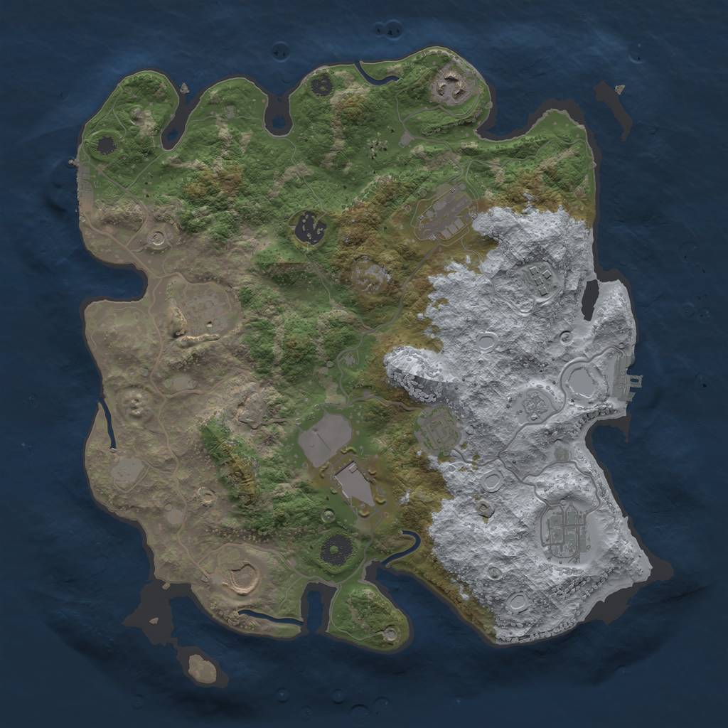 Rust Map: Procedural Map, Size: 3550, Seed: 881122, 18 Monuments