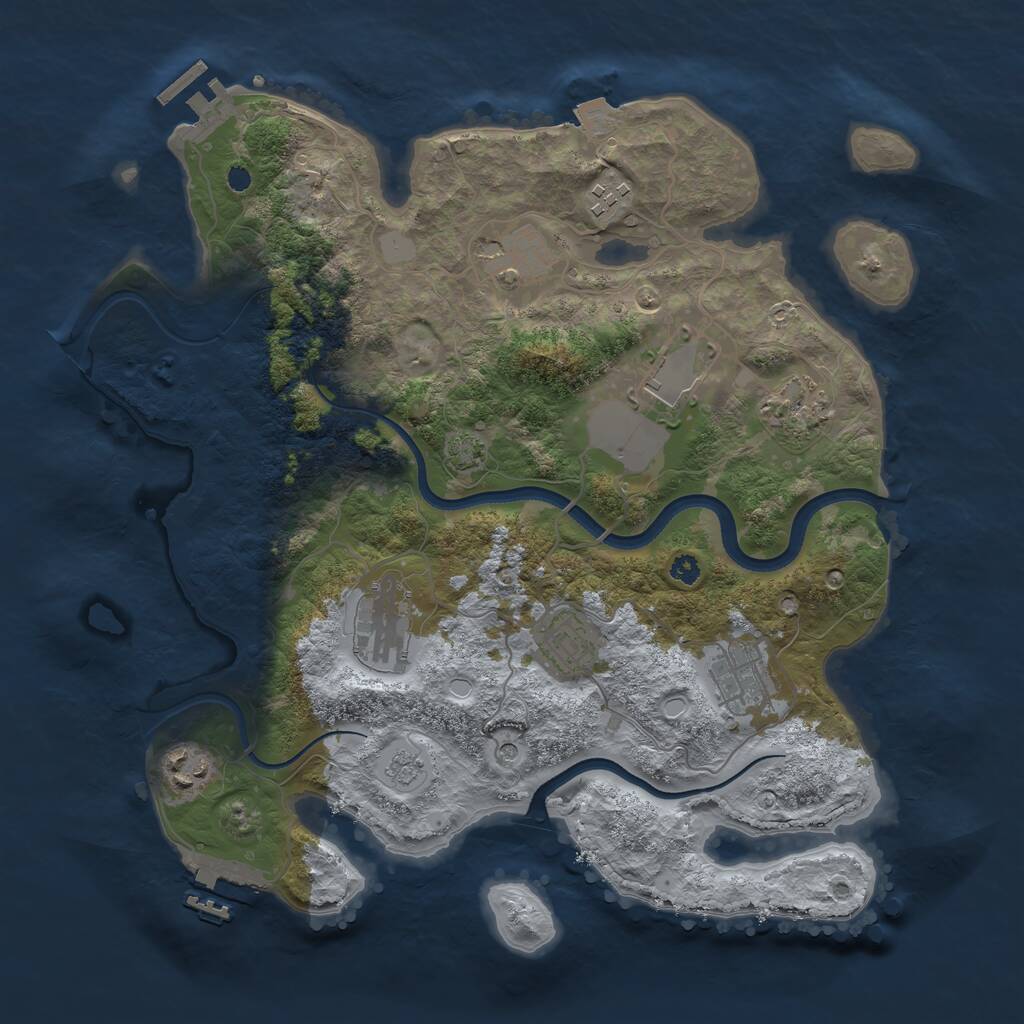 Rust Map: Procedural Map, Size: 3500, Seed: 187973955, 14 Monuments