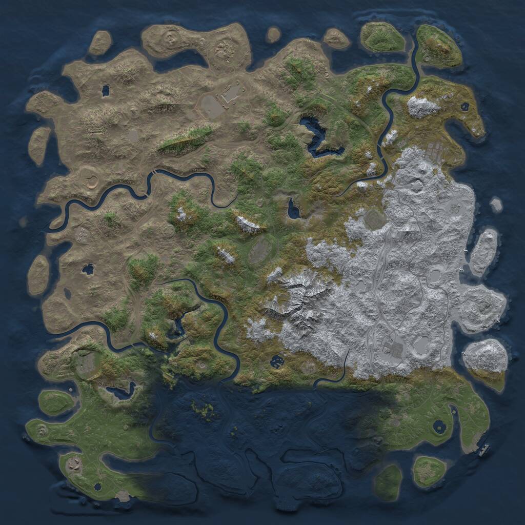 Rust Map: Procedural Map, Size: 6000, Seed: 750654, 17 Monuments